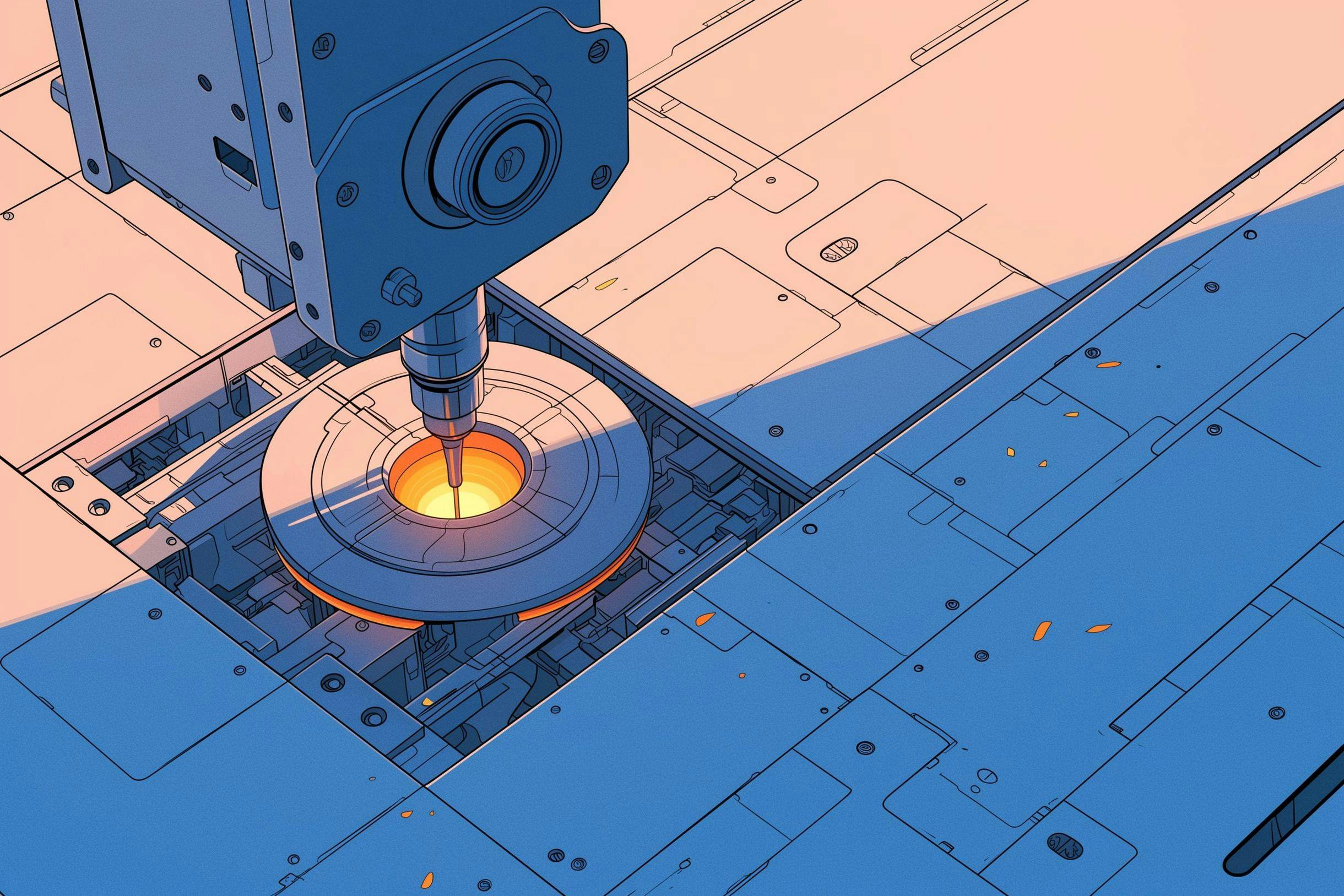 An illustration of a laser cutter crafting something unique